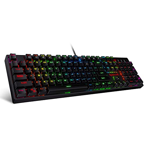 Redragon K582-US SURARA RGB LED-Hintergrundbeleuchtete QWERTY Mechanische Gaming-Tastatur mit 104 Tasten, US Layout (Rote Schalter - US Layout) von Redragon