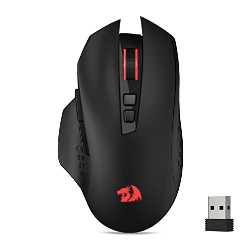Redragon M656 Gainer Kabellose Gaming Maus, 4000 DPI 2.4Ghz Maus mit 5 DPI Stufen, 7 Makrotasten, rote LED Hintergrundbeleuchtung & Pro Software/Laufwerk unterstützt, für PC/Mac/Laptop von Redragon