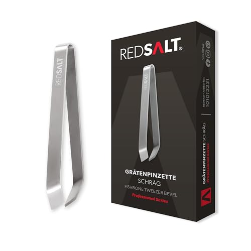 REDSALT® Profi Grätenpinzette schräge Spitze 11cm | rostfreier Edelstahl INOX matt 18/10 Qualität | Fischgrätenpinzette 100% spülmaschinenfest | Fischgrätenzange Fisch Entgräter Grätenzange Pinzette von REDSALT