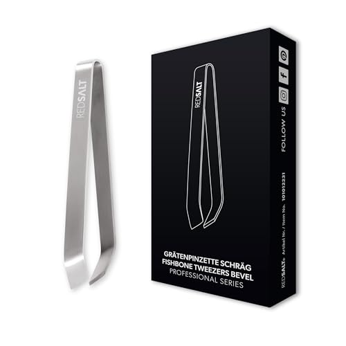 REDSALT® Profi Grätenpinzette schräge Spitze 11cm | rostfreier Edelstahl INOX matt 18/10 Qualität | Fischgrätenpinzette 100% spülmaschinenfest | Fischgrätenzange Fisch Entgräter Grätenzange Pinzette von REDSALT
