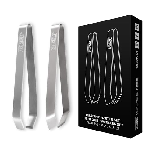 REDSALT® Profi Grätenpinzetten 2er Set 11cm | rostfreier Edelstahl matt INOX 18/10 Qualität | Fischgrätenpinzette 100% spülmaschinenfest | Fischgrätenzange Fisch Entgräter Grätenzange Pinzette von REDSALT