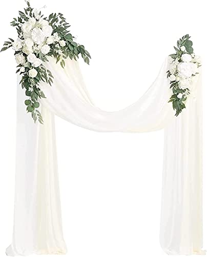 REEBOU Hochzeitsbogen Blumen Set (4 Stück), mit 20 Fuß glänzendem Hochzeitsbogen drapiertem Stoff Swag für Zeremonien und Empfänge Hintergrunddekoration von REEBOU
