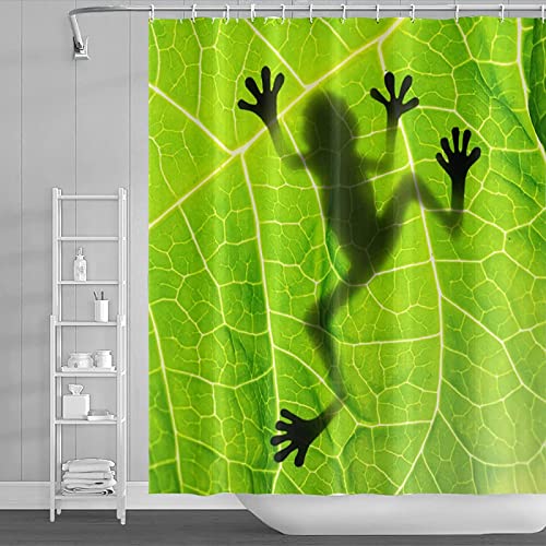 REECES Frosch Duschvorhang 120 x 200 cm 3D Tier Duschvorhang Antischimmel Textil Duschvorhang Polyester Stoff Wasserdicht Duschvorhänge für Badezimmer, Bad Vorhang mit 8 Haken von REECES