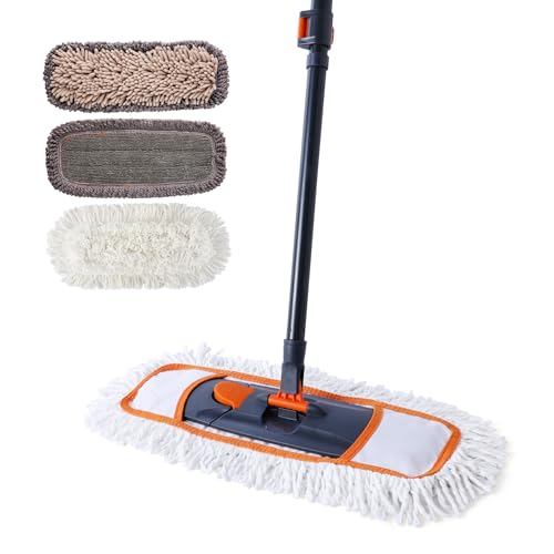 CLEANHOME Nass- & Trockenmopps für den Haushalt，Bodenwischer Set mit 3 Verschiedenen Waschbaren Mopp-Pads und Ausziehbarem langem Griff, Wischer Boden,Wischmopp for Hardwood,Marble,Tile Floor Mopping von REECOO
