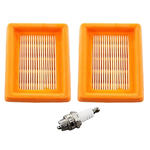 MCHNIC 2X Luftfilter mit Zündkerze für Stihl FS120 FS200 FS250 FS300 FS350 FS400 FS450 FS480 BT120 BT121 BT130 Freischneider Motorsense 4134 141 0300 von MCHNIC