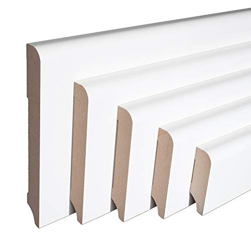 REESE - Sockelleiste - Münchener Profil - Oberkante Rund - MDF Folie WEISS - (120mm Höhe, 1 Stück / 2,3lfm) - nicht selbstklebend - 230 cm von REESE Kehlleisten GmbH