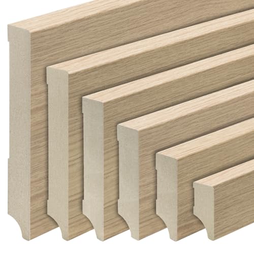 REESE | Sockelleisten | MDF Holz-Optik Eiche foliert | Weimarer Profil (gerade) - (40mm, Musterstück/ca. 10cm) von REESE Kehlleisten GmbH