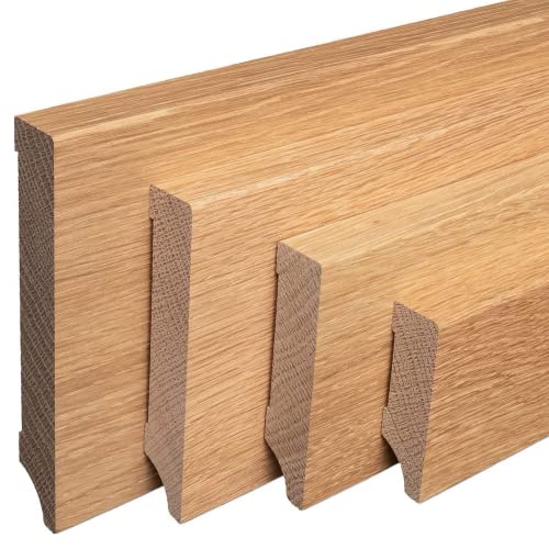 REESE Sockelleisten Massivholz Eiche - Weimarer Profil - geölt - 60mm Höhe - 10 Stück / 23 lfm - Fußleisten modern - nicht selbstklebend - 230 cm von REESE Kehlleisten GmbH