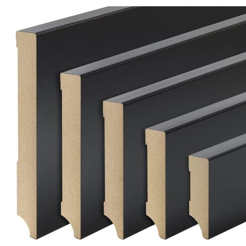 REESE Sockelleisten Schwarz - Weimarer Profil - MDF Folie - 100mm Höhe - 5 Stück / 11,5lfm - Fußleisten modern - nicht selbstklebend - 230 cm REESE Sockelleisten Schwarz - Weimarer Profil - MDF Folie - 100mm Höhe - 5 Stück / 11,5lfm - Fußleisten modern - nicht selbstklebend - 230 cm von REESE Kehlleisten GmbH
