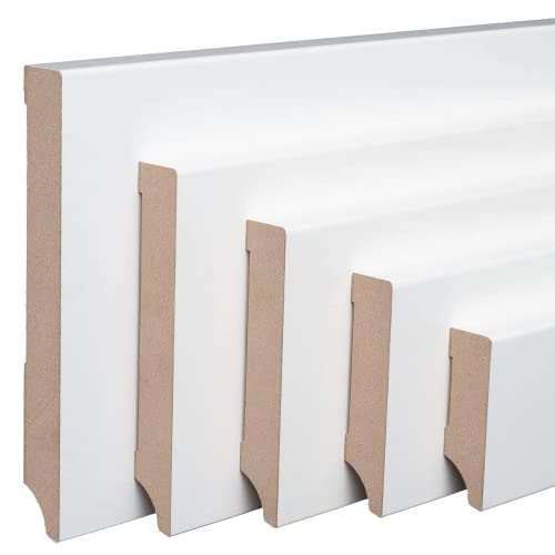 REESE Sockelleisten Weiß MDF - Weimarer Profil - 120mm Höhe - 10 Stück / 22 lfm - 230 cm - Fußleisten modern - viele Höhen - nicht selbstklebend von REESE Kehlleisten GmbH
