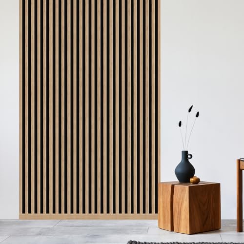 REESE Wandpaneele Eiche Natur Schwarz | Startleiste Musterstück ca. 10 cm | Deckenpaneele | Wandverkleidung | kein Bohren | MDF von REESE Kehlleisten GmbH