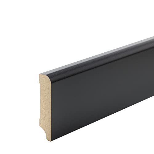 Schwarze Sockelleisten München Profil MDF Folie [SPARPAKET] Farbe 80mm, Größe 10 Stück / 23lfm von REESE Kehlleisten GmbH