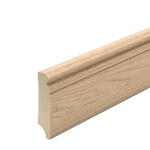 Sockelleiste MDF Holz-Optik Eiche foliert Hamburger/Berliner Profil Modern - 80mm von REESE Kehlleisten GmbH