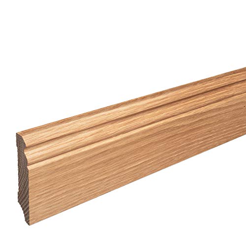 Sockelleiste Massiv Holz Eiche natur lackiert Hamburger Berliner Profil 80mm von REESE Kehlleisten GmbH