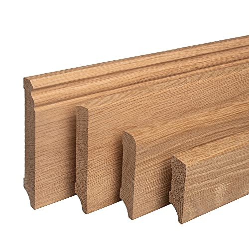 Sockelleiste aus Holz | EICHE | Massivholz-Fußleisten für Laminat Vinyl Parkett (München (abgerundet), 40mm Eiche natur geölt) von REESE Kehlleisten GmbH