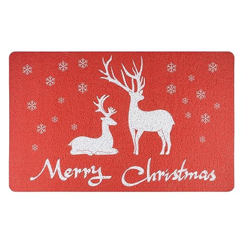 REESTBOO Weihnachts Fußmatte, rutschfest Wilkommen Schmutzfangmatte Merry Christmas Türmatte für Innen und Außen, Waschbar Fussmatte für Haustür Eingangsbereich Garten Xmas Dekor (C, 50 x 80cm) von REESTBOO