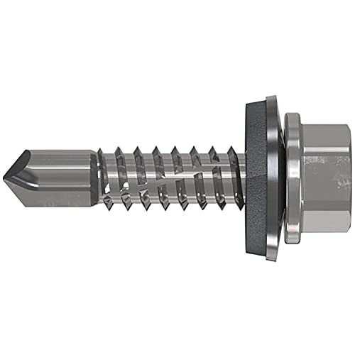 Refabo Plus Bohrschrauben 5,5x65 RP-K - selbstschneidende Schrauben mit angepresster Scheibe und E16 Dichtung, Bimetall Edelstahl A2 / Stahl - 100 Stück Refabo Plus Bohrschrauben 5,5x65 RP-K - selbstschneidende Schrauben mit angepresster Scheibe und E16 Dichtung, Bimetall Edelstahl A2 / Stahl - 100 Stück von REFABO