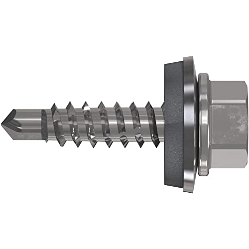 Refabo Blechschrauben selbstschneidend RP-K Plus Bohrschrauben 4,8x20 mit Sechskantkopf und E14 Dichtung, Klemmbereich 1-6mm, Bi-Metall A2, Stahl - 100 Stück Refabo Blechschrauben selbstschneidend RP-K Plus Bohrschrauben 4,8x20 mit Sechskantkopf und E14 Dichtung, Klemmbereich 1-6mm, Bi-Metall A2, Stahl - 100 Stück von REFABO
