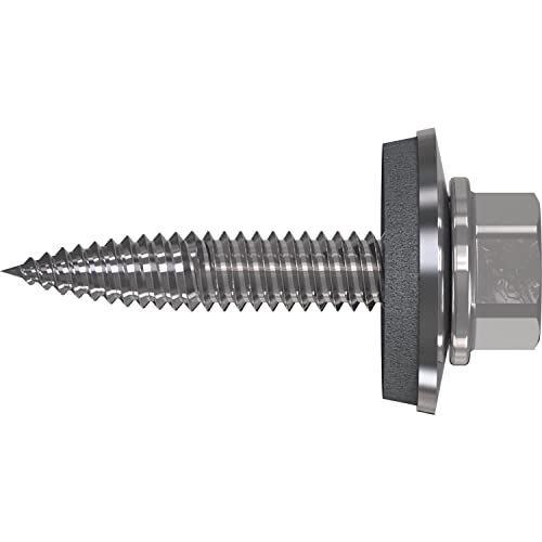 Refabo Dünnblechschrauben RP-T2 Plus Blechschrauben 6,0x38 mit Sechskantkopf und E16 Dichtung, Bi-Metall A2, Stahl verzinkt- 100 Stück von REFABO