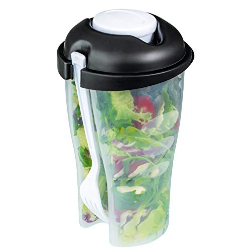 Salatbecher für unterwegs mit integriertem Dressingbehälter und Gabel Salatbox to go von REFLECTS