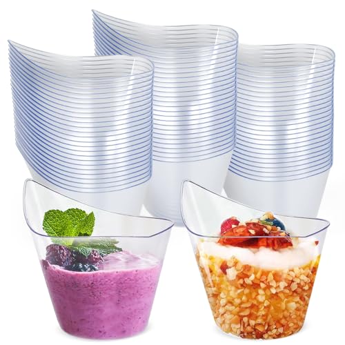 REFORUNG 75 Stück Dessertgläser Plastik 200ml Dessertbecher Wiederverwendbar Dessert becher Plastic Reusable Dessertschalen Eisbecher Fingerfood Schalen Plastikbecher für Pudding Mousse Eis Party von REFORUNG