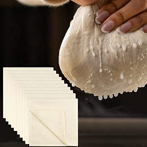 Refrung 10 Stück Seihtuch Passiertuch 50 x 50cm Käsetuch Filtertücher Waschbarem Filtertuch Siebtuch Wiederverwendbarem Cheesecloth Filter Cloth Tuch für Beeren Nussmilch Suppe Käse Joghurt Saft von REFORUNG