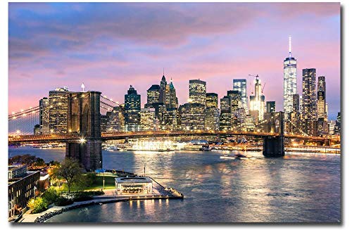 Brooklyn Bridge & New York City Skyline at Dusk Kühlschrankmagnet, Größe 6,3 x 9,4 cm von REFRIGERATOR MAGNET