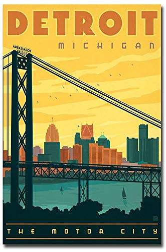 Detroit Ambassador Bridge Reise-Kühlschrankmagnet, 6,4 x 9,9 cm von REFRIGERATOR MAGNET