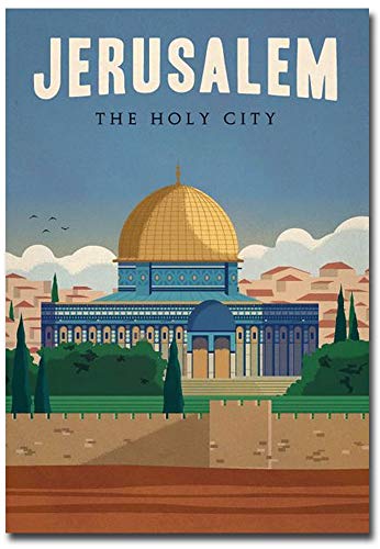 Jerusalem Kühlschrankmagnet, Vintage-Stil, 6,3 x 8,9 cm von REFRIGERATOR MAGNET