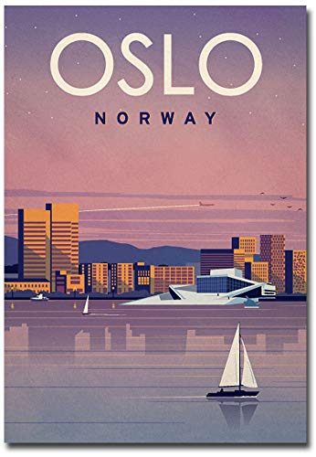 Oslo Norway Travel Vintage Art Kühlschrankmagnet, 6,3 x 8,9 cm von REFRIGERATOR MAGNET