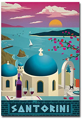 Santorini Kühlschrankmagnet, Vintage-Stil, 6,3 x 8,9 cm von REFRIGERATOR MAGNET