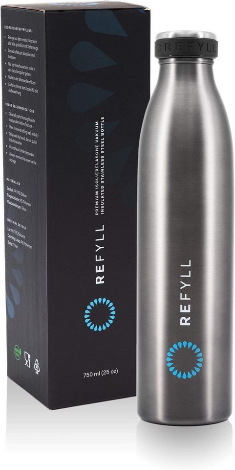 REFYLL Thermoflasche Trinkflasche dailyFYLL" - 500ml, 750ml, 1l - Auslaufsicher & isoliert, Thermosflasche mit doppelwandiger Vakuum Isolierung" von REFYLL