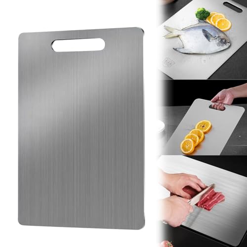 Titanium Cutting Board, Schneidebrett aus Titan, 34CM×23CM Schneidebrettstein Edelstahl, Doppelseitiges Lebensmittel Grade Schneidebrett, Heimküche Notwendig von REGAPOG