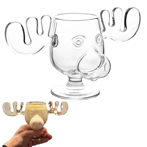 Weihnachtsgläser National Weihnachtsurlaub, Elch Gläser Weihnachtsglas, Elchgläser Christmas Vacation, Kreatives Elch-Schnapsglas Aus Glass, Weihnachtstasse, Moose Mug, Urlaubsgeschenke (1 PCS) von REGAPOG