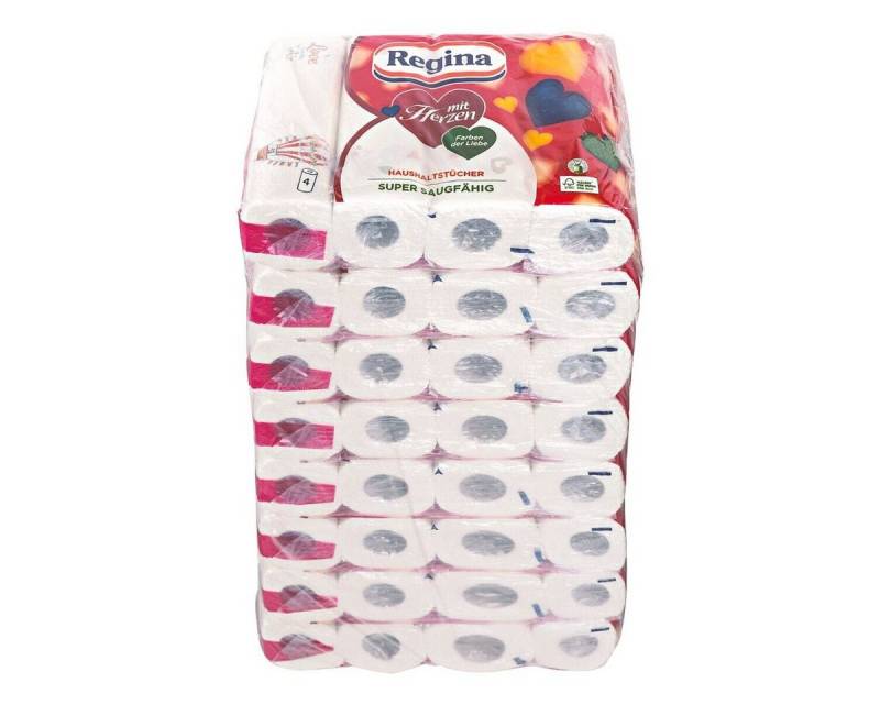 REGINA Papierküchenrolle (32-St), 3-lagig, weiß mit Dekor, 43 Blatt/Rolle (8x 4 Rollen) von REGINA