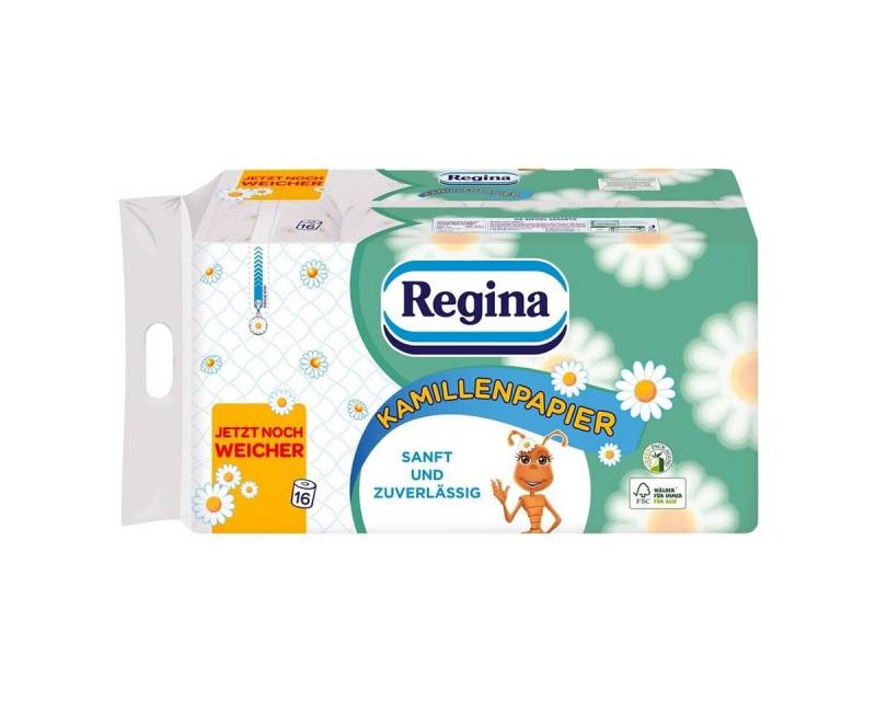 REGINA Toilettenpapier Kamille (16-St), 3-lagig, weiß mit Prägung und Duft, 150 Blatt/Rolle von REGINA