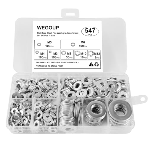 REGIS Edelstahl Unterlegscheiben Set 547 Stück - Magnetisch (M3-M8) & Standard (M10-M12) | M3:198, M4/M5/M6:100, M8:30, M10:10, M12:9 von REGIS