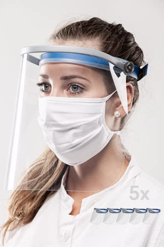REHAU Face Shield - Gesichtsschutz PET-G, Spuckschutz, Augenschutz, Schutzschild mit Klappvisier (5 Stück) von REHAU