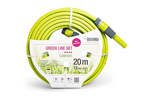 REHAU Gartenschlauch Green LINE 1/2 Zoll 20m mit Armaturen: leuchtendes grün, flexibel + druckfest + formstabil von REHAU