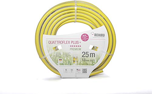 REHAU QUATTROFLEX Plus + Gartenschlauch Wasserschlauch PVC gelb (25, 1/2 Zoll) von REHAU