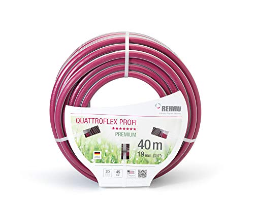 REHAU Premium-Gartenschlauch QUATTROFLEX Profi 3/4 Zoll 40m: für professionelle Anwendungen, kein abknicken, kein verdrehen, extrem druckfest von REHAU