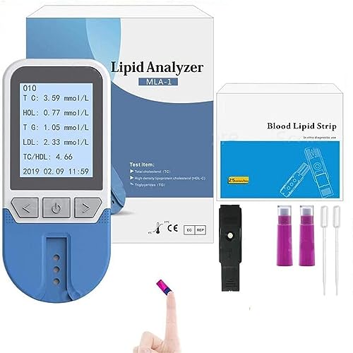 REHOOF Cholesterinüberwachung, Blutfettanalysator Home Test Cholesterin-Test Blutfett-Test, Mit 25 Teststreifen Zur Messung Von Gesamtcholesterin, LDL-Cholesterin, HDL-Cholesterin, Triglyceriden REHOOF Cholesterinüberwachung, Blutfettanalysator Home Test Cholesterin-Test Blutfett-Test, Mit 25 Teststreifen Zur Messung Von Gesamtcholesterin, LDL-Cholesterin, HDL-Cholesterin, Triglyceriden von REHOOF