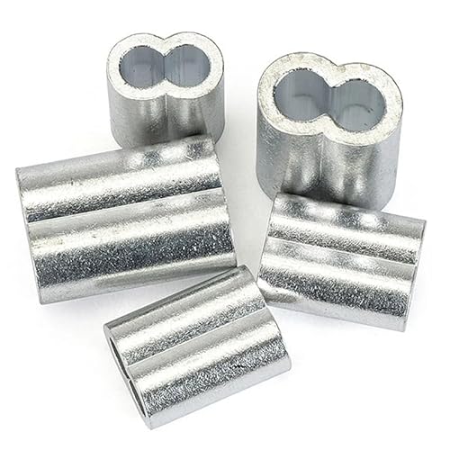 REHOSE Drahtseil mit Fester Aluminiumhülse, gepresster ovaler Aluminium-Clip-Anschluss, Schlosskreis, 0,5/1/2/3/4/5/6/8/10/12–26 mm, Feste Al-Schnalle(8 Type,2.0mm (50Pcs)) von REHOSE