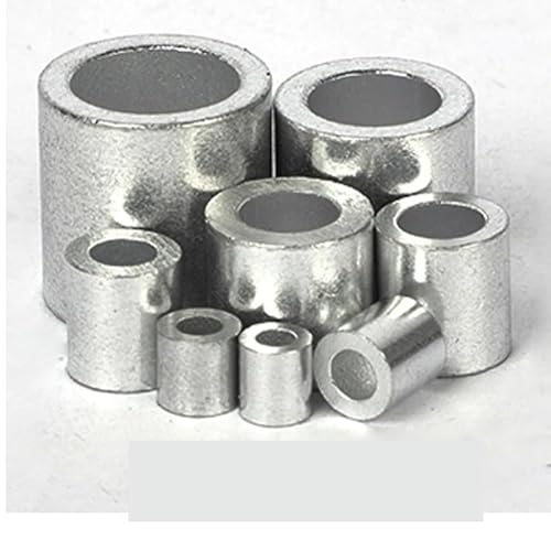 REHOSE Drahtseil mit Fester Aluminiumhülse, gepresster ovaler Aluminium-Clip-Anschluss, Schlosskreis, 0,5/1/2/3/4/5/6/8/10/12–26 mm, Feste Al-Schnalle(Circular,1.0mm (50Pcs)) von REHOSE