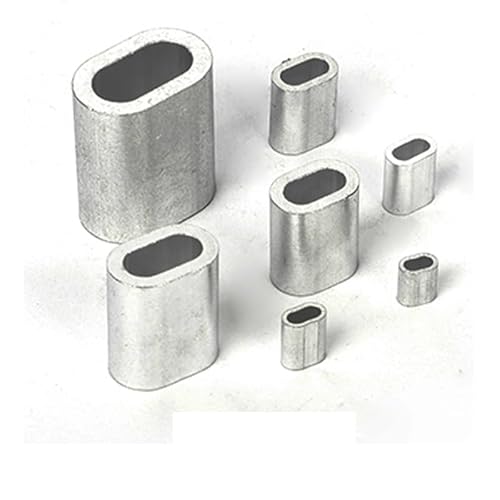 REHOSE Drahtseil mit Fester Aluminiumhülse, gepresster ovaler Aluminium-Clip-Anschluss, Schlosskreis, 0,5/1/2/3/4/5/6/8/10/12–26 mm, Feste Al-Schnalle(Oval,8.0mm (5Pcs)) von REHOSE