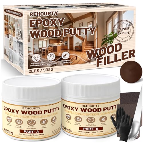 Epoxidharz Holzfüllstoff Set, 908g Braun Zweikomponenten Holzkitt - Holzspachtelmasse für die Reparatur Innen & Außenmöbeln, Reparaturspachtel für Reparatur Metall, Keramik, Kunststoff, Fliesen Epoxidharz Holzfüllstoff Set, 908g Braun Zweikomponenten Holzkitt - Holzspachtelmasse für die Reparatur Innen & Außenmöbeln, Reparaturspachtel für Reparatur Metall, Keramik, Kunststoff, Fliesen von REHOUPTY