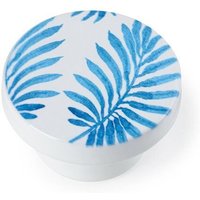 REI - Blister mit 2 runden Möbelknöpfen aus Holz mit blauem Finish, Mod. e295 ø38 mm von REI