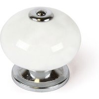 Blisterpackung mit 4 runden Porzellan-Möbelknöpfen white mod. e517 ø40mm rei von REI