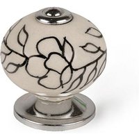 REI - Blisterpackung mit 4 runden Porzellan-Möbelknöpfen whiteflower mod.e504 ø40mm von REI