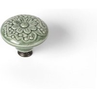 Runder Möbelknopf, glänzend grünes Porzellan, H.27 x B.44 x T.44 mm REI von REI